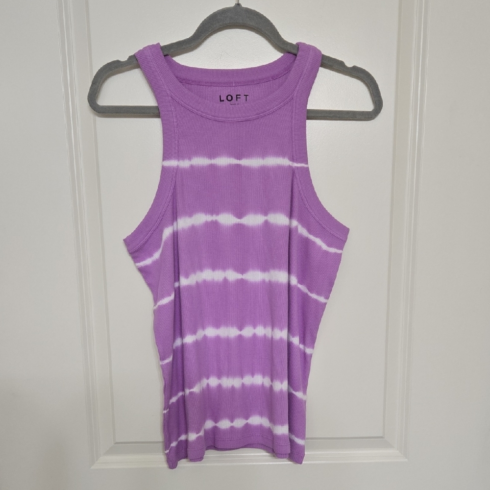 LOFT Lavender and White Striped Tank Top